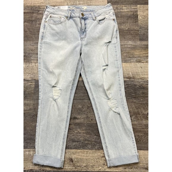 Women Seven 7 Weekend Slim Fit Jean Light Blue Straight Leg Distressed Sz 12 NWT - Picture 14 of 16